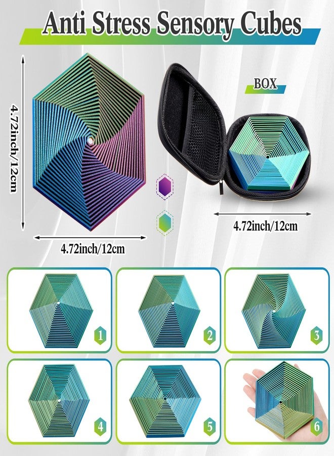 Seenelling 2 Pcs Fractal Fidget Hexagon 4.72 Inch 3D Printed Anti Stress Sensory Tool for Adults Mindful Meditation Tool Geometric Hexagon Spiral for Anxiety Relief Christmas Birthday Gift(Multicolor) - Image 2